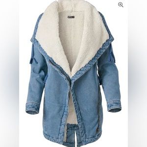 Denim Sherpa Lined Coat